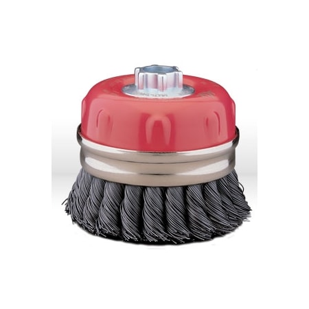 Jaz 4" Twist Knot Wire Cup Brush, w/Metal Ring, .020" Steel, 5/8"-11 54052